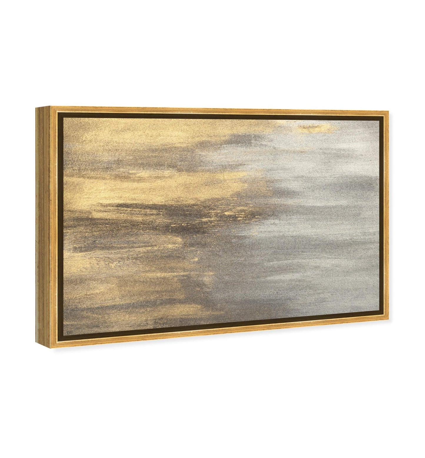 The Oliver Gal Artist Co. Abstract Framed Wall Art Canvas Prints 'Into The Night' Paint Home Décor, 15" x 10", Gold Floater