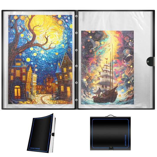 ALL4JIG Extra Large Puzzle Storage Folder Keeper for Jigsaw Enthusiasts - Space-Saving Organizer, Holds 20 Puzzles, 31.1x25.59x2.56 inches, HD Film Pockets Birthday Gifts for Mom & Grandma