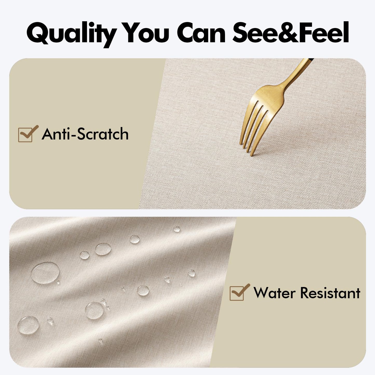 MIULEE Beige Rectangle Linen Polyester Tablecloth with Decorative Cutouts Spring Waterproof Stain Resistant & Shrink-Proof Table Cloth 60x120 inch Farmhouse Style for Dining Wedding and Outdoor