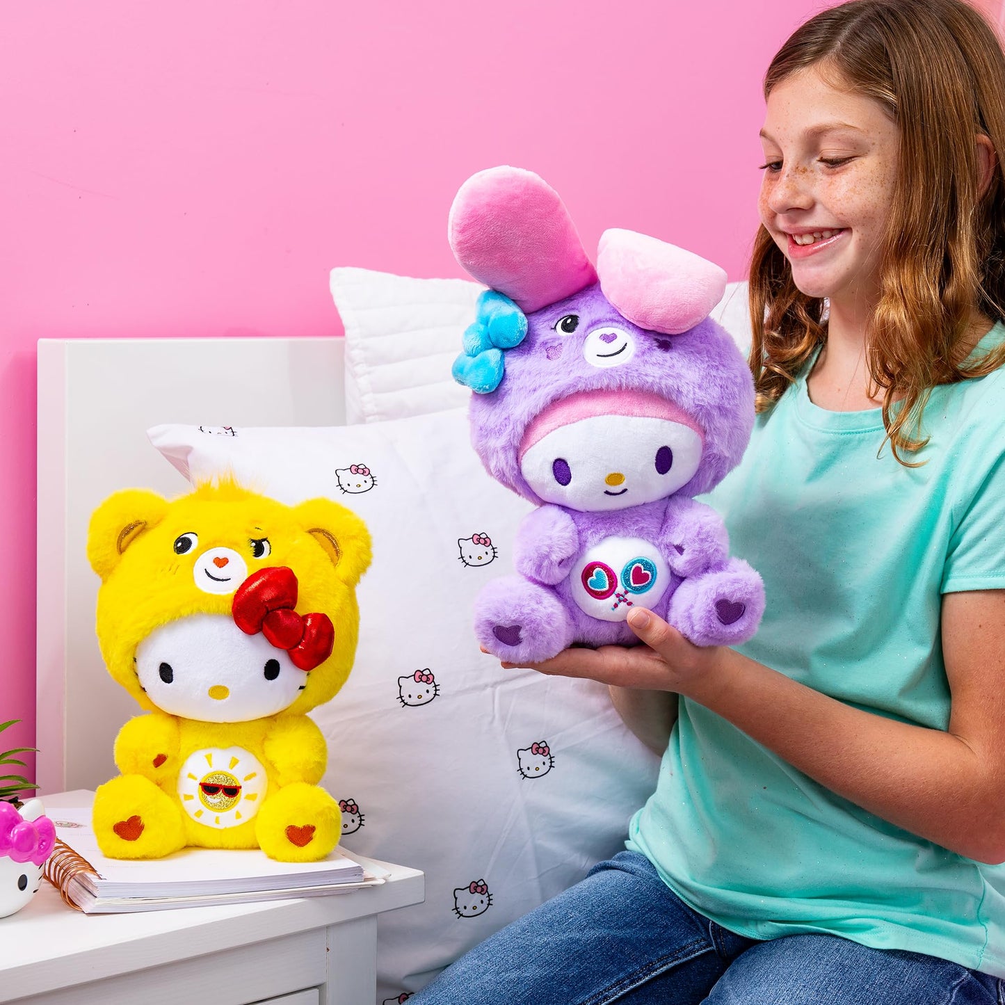 Care Bears Hello Kitty Plush 2-Pack Hello Kitty as Funshine Bear & My Melody as Share Bear