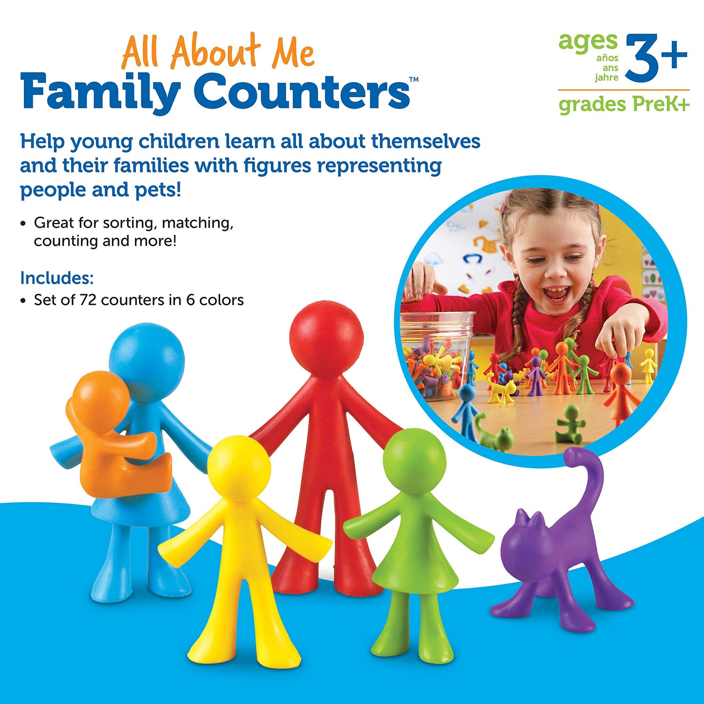 Learning Resources All About Me Family Counters, SEL, Assorted Colors and Shapes, Set of 72, Ages 3+