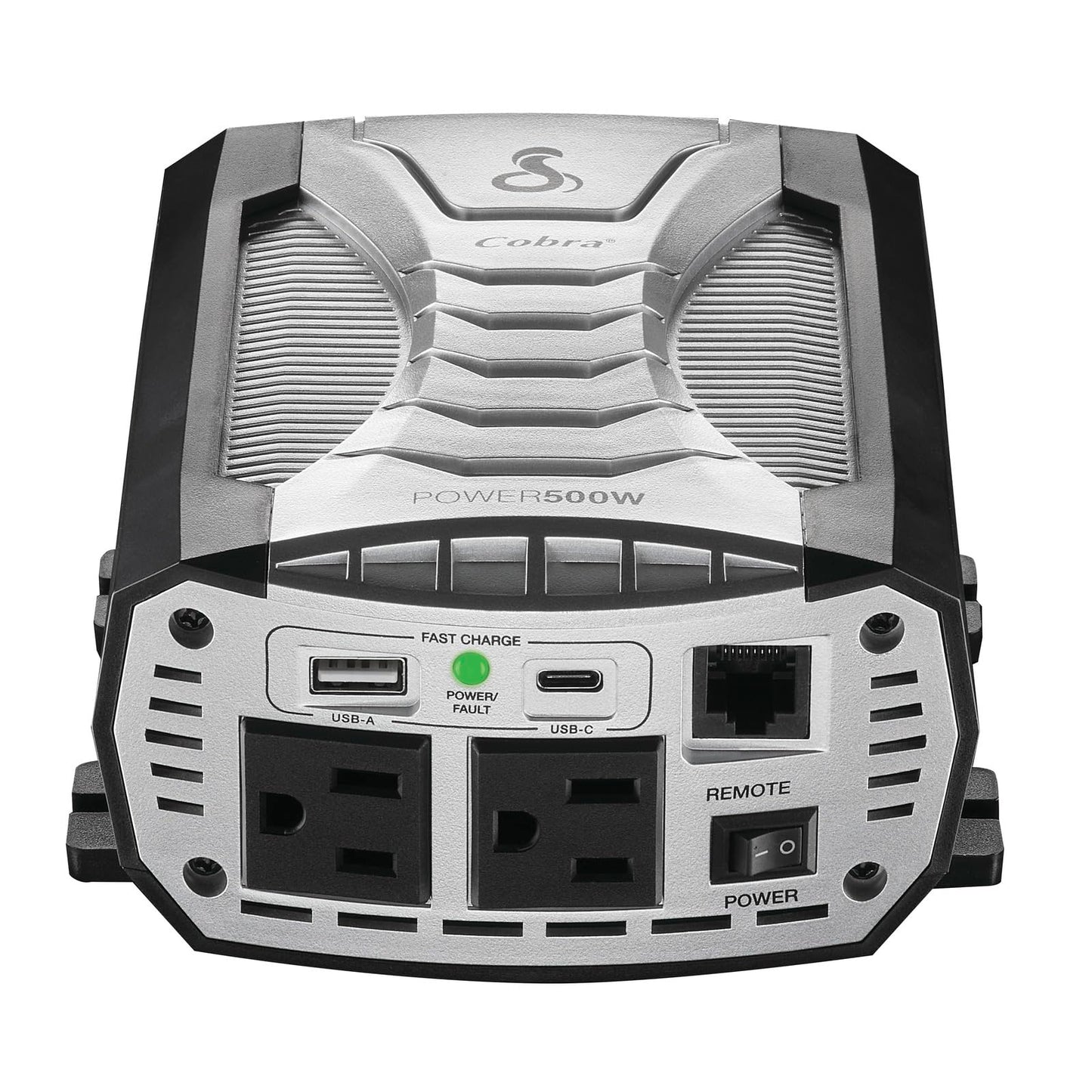 Cobra POWER 500W Power Inverter, Portable – 500-Watt Car Charger, 2 Grounded AC Outlets, 2 Fast Charge USB Ports and Remote Controller (CPIALCDG1) Compatible