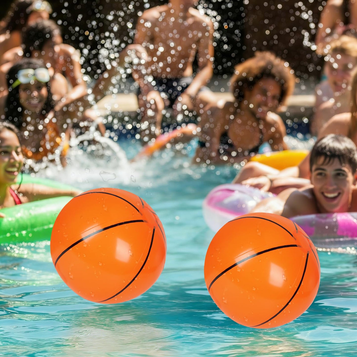 SAYAYA 40 Pieces Basketball Beach Balls, 8 Inch Inflatable PVC Blow Up Beach Ball Bulk for Sports Themed Summer Beach Pool Game Water Sand Basketballs March Madness Decorations Birthday Party Favors