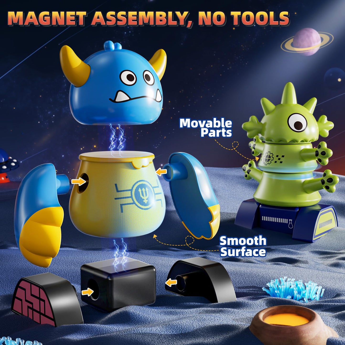 KIZONLY Magnets Robot Building Toys for Kids Ages 3-5 4-8 - 106 PCS Monsters Toys Robot Stacking Building Blocks Set with Storage Box, Creative Learning Christmas and Birthday Gifts for Boys Girls 2-4