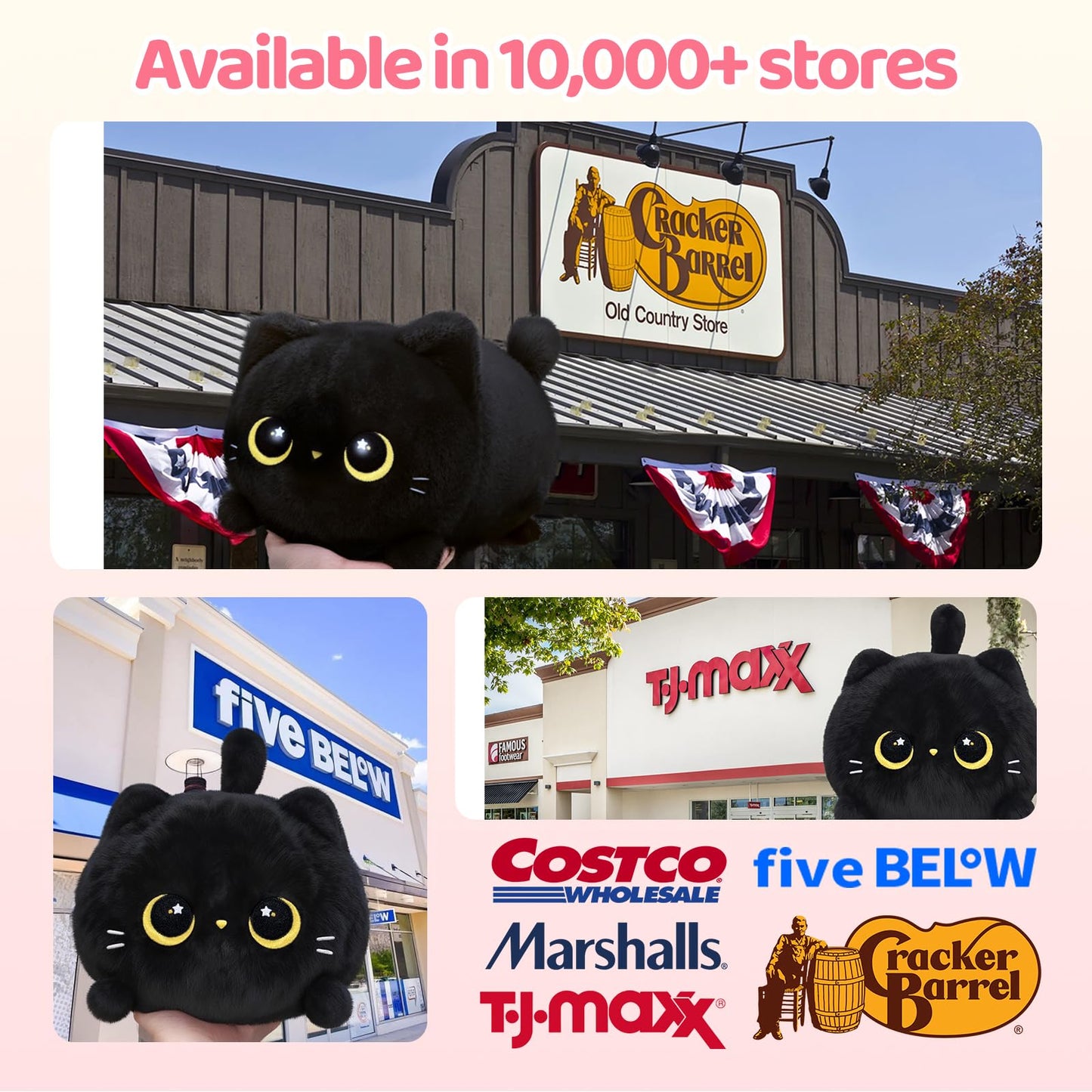 Mewaii Black Cat Plush, Cute Cat Plushies Toy, Soft Kitten Plushie Cuddle Pillow, Anime Plushie Doll, Cute Stuff Toys Gift for Girls, Boys and Males (16 Inch)