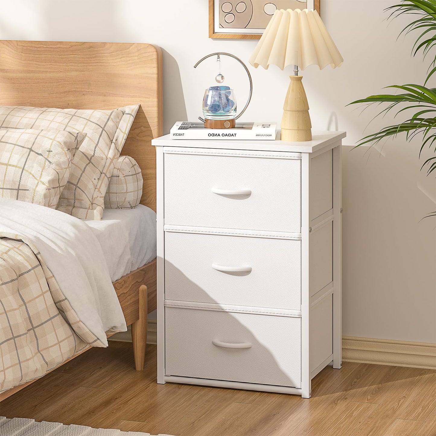 DAOUTIME 2-Pack Stackable Storage Drawers (6 Drawers Total), White Closet Organizer with Wooden Top & Metal Frame, Freestanding or Stackable Dresser for Bedroom, Living Room, Under Bed