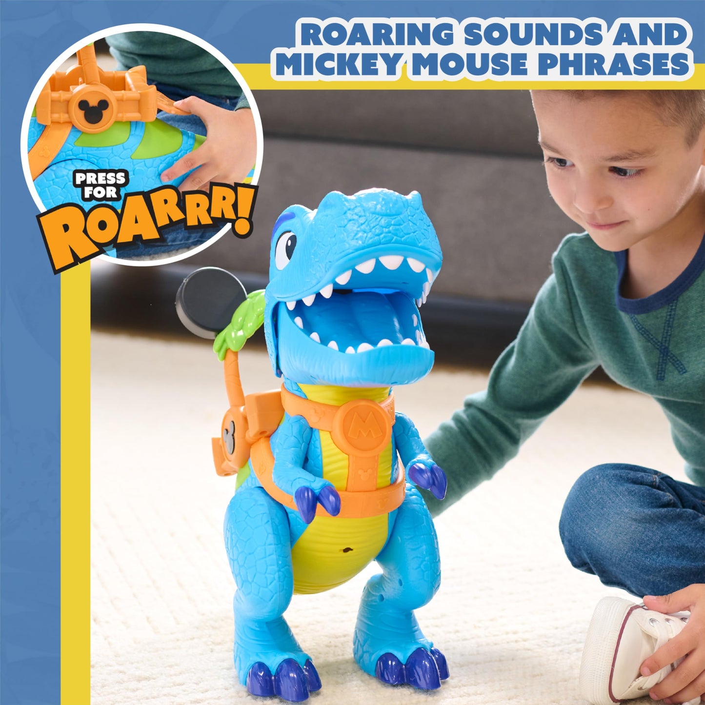 Disney Junior Mickey Mouse Roarin' Safari Dino, 4-Piece Figures and Playset, Dinosaur