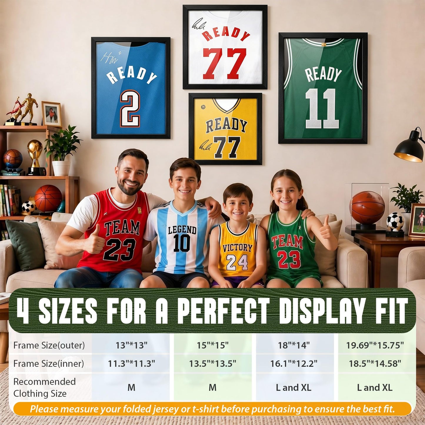 1 Pack T Shirt Display Frame, 18'' X 14'' Black Imitation Wood T Shirt Frame with 98% UV Protection Acrylic, 1" Depth of Usable Space Shadow Box, Display Case for Shirts, Jerseys, Memorabilia