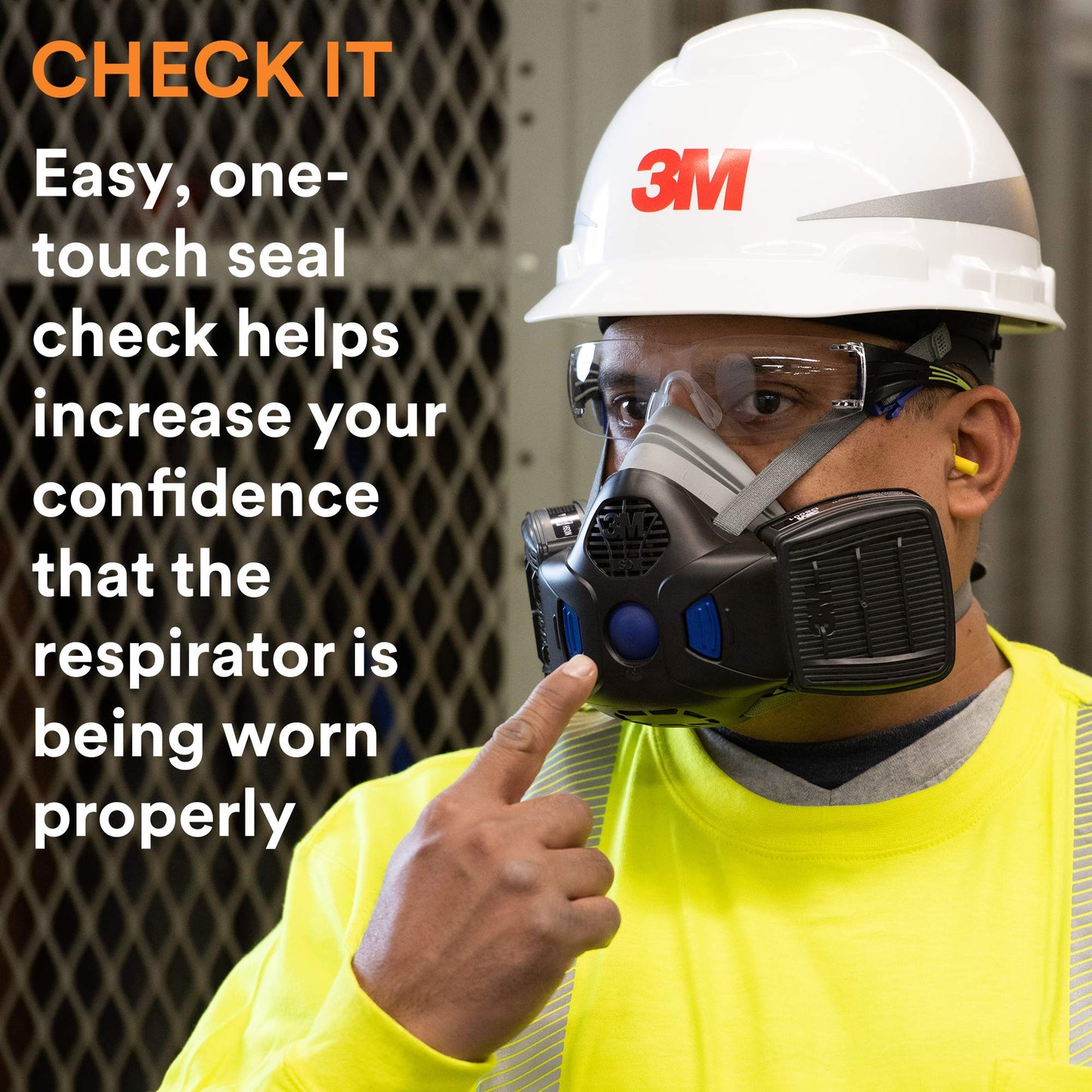 3M Respirator, Secure Click Half Face Reusable Respirator with Speaking Diaphragm and Push Button Seal Check, HF-802SD, Sweeping, Sanding, Grinding, Sawing, Dust, Medium