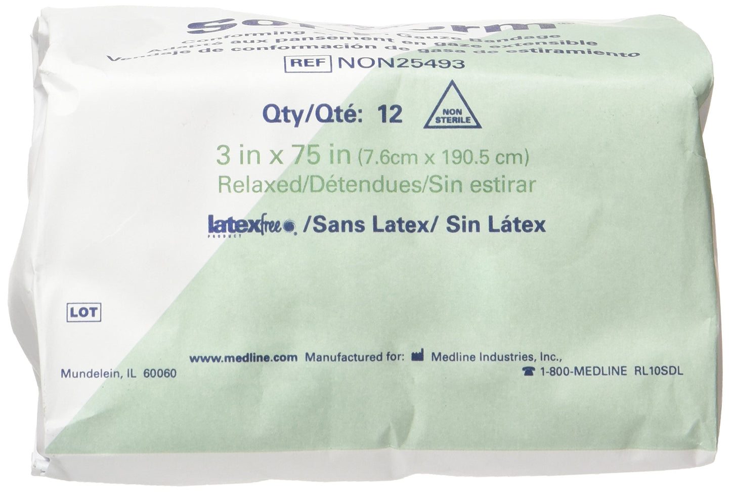 Medline Sof- Form Conforming Bandage, Non-Sterile, Not Made From Natural Rubber Latex, 3 in x 75 in, 96 Count