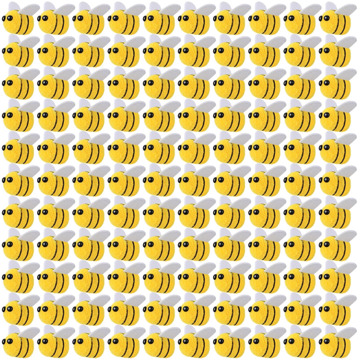 Yunsailing Felt Bees Bulk Craft Ball Bees Cute Plush Bees for Crafts DIY Baby Shower Gender Reveal Gift Bee Themed Party Decoration(100 Pcs)