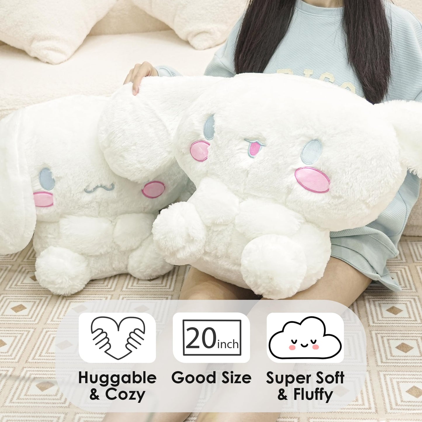 Juju White Kawaii Plush (20 in) - Cute Stuffed Animal Kawaii Plushies - Peluche Big Stuffed Animals Plushie - Peluches Grandes Cute Plushies - Cool Stuff Plush - Plushy (Hpy)