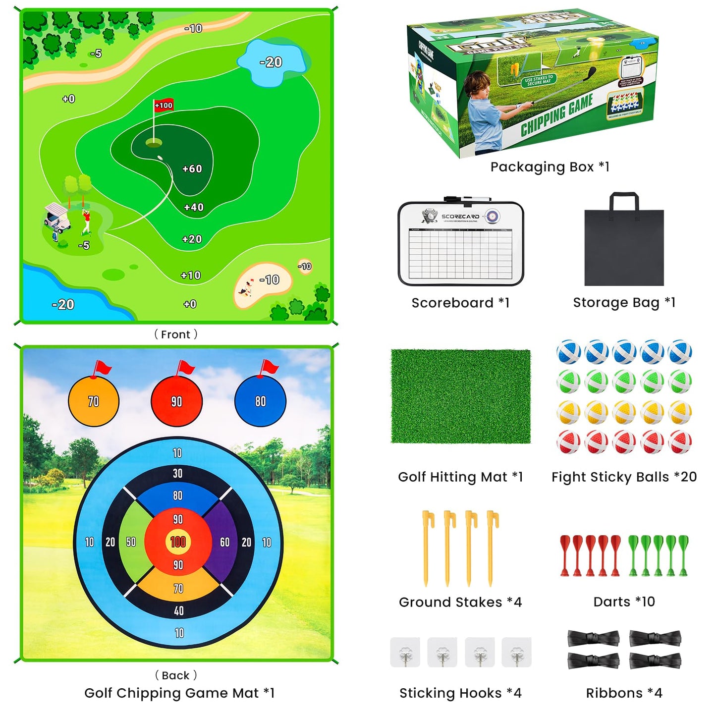 Golf Chipping Practice Mat for Backyard Games, Battle Golf Hitting Mat for Swing Training, Fun Golf Party Game, Perfect for Outdoor Activities