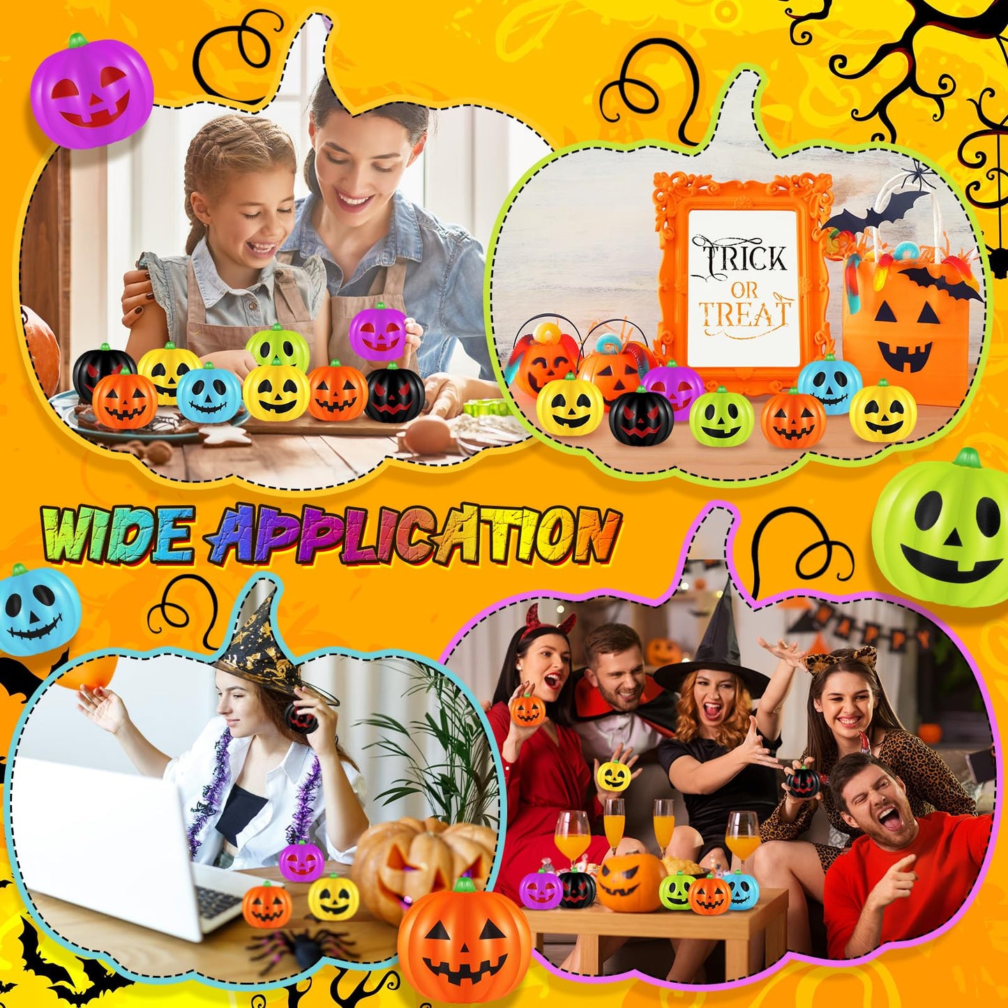 Libima 50 Pcs Halloween Pumpkin Stress Balls Bulk Colorful Stress Relief Ball Mini Foam Squeeze Ball Party Favors Toy with Storage Bag for Halloween Party Bag Filler School Carnival Reward
