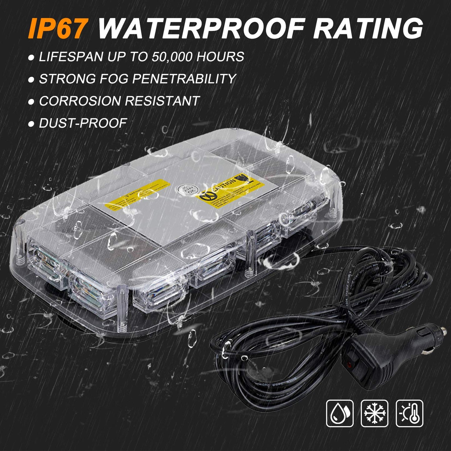 ASPL 2pcs 48LED Roof Top Strobe Lights, High Visibility Emergency Safety Warning LED Mini Strobe Light bar with Magnetic Base for 12-24V Snow Plow, Trucks, Construction Vehicles (Amber/White)