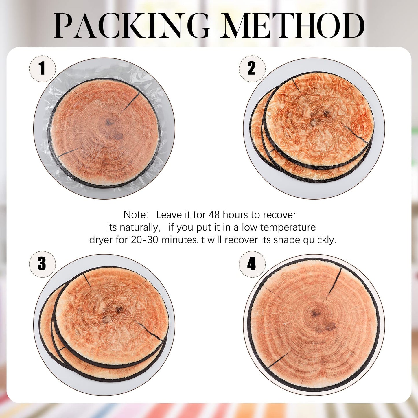 Woanger 24 Pcs Carpet Circle Seats 13.78 Inch 3D Digital Print Wood Tree Round Floor Cushion Soft Warm Small Mat Circle for Preschool Classroom Seating Home Couch Sofa Bedroom Living Room Decor