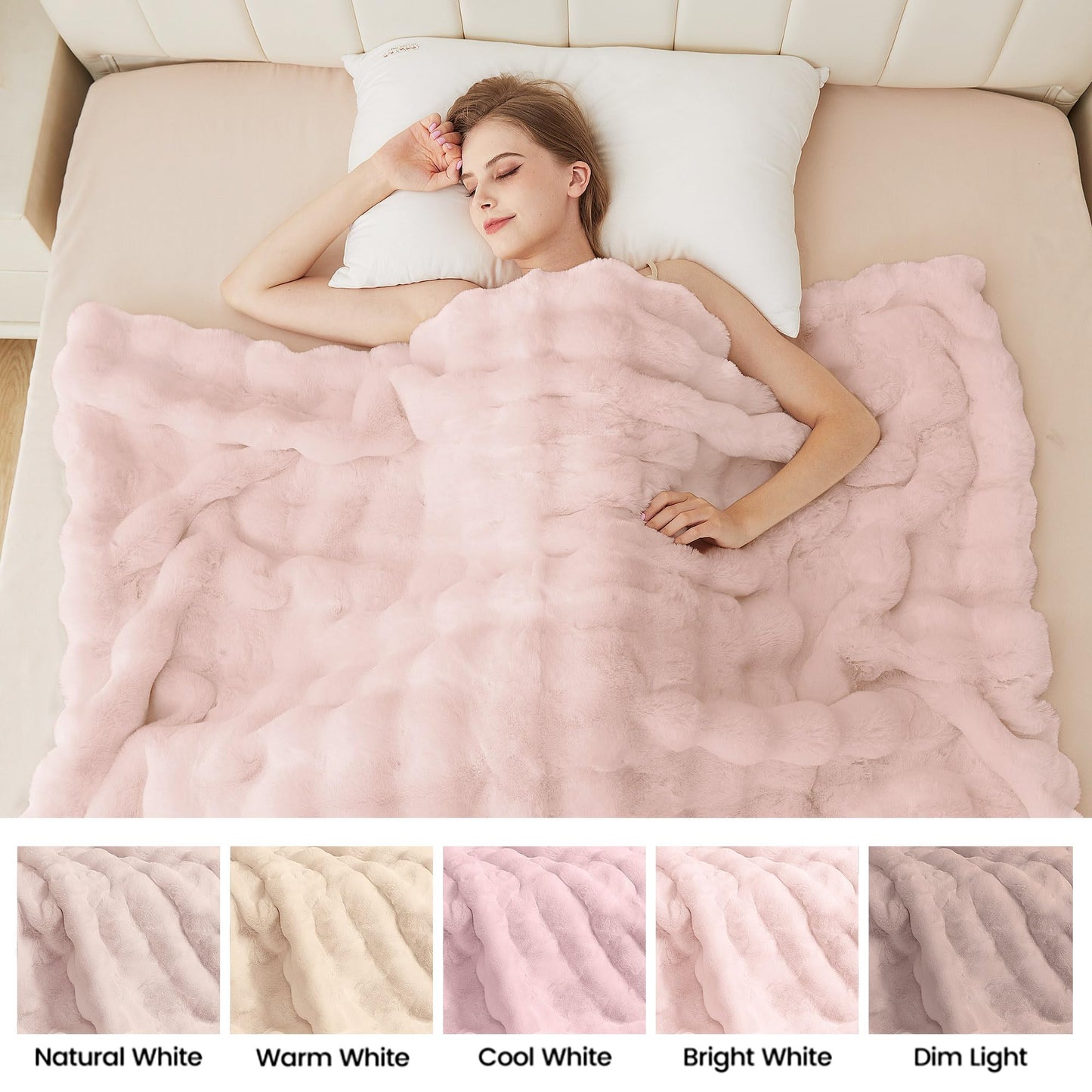 ORINOVA Pink Cozy Faux Fur Twin Blanket for Living Room Bedroom 60x80 Thick Ultra Soft Fuzzy Throw Blanket Fluffy Furry Bed Comforter Home Gifts 860 GSM