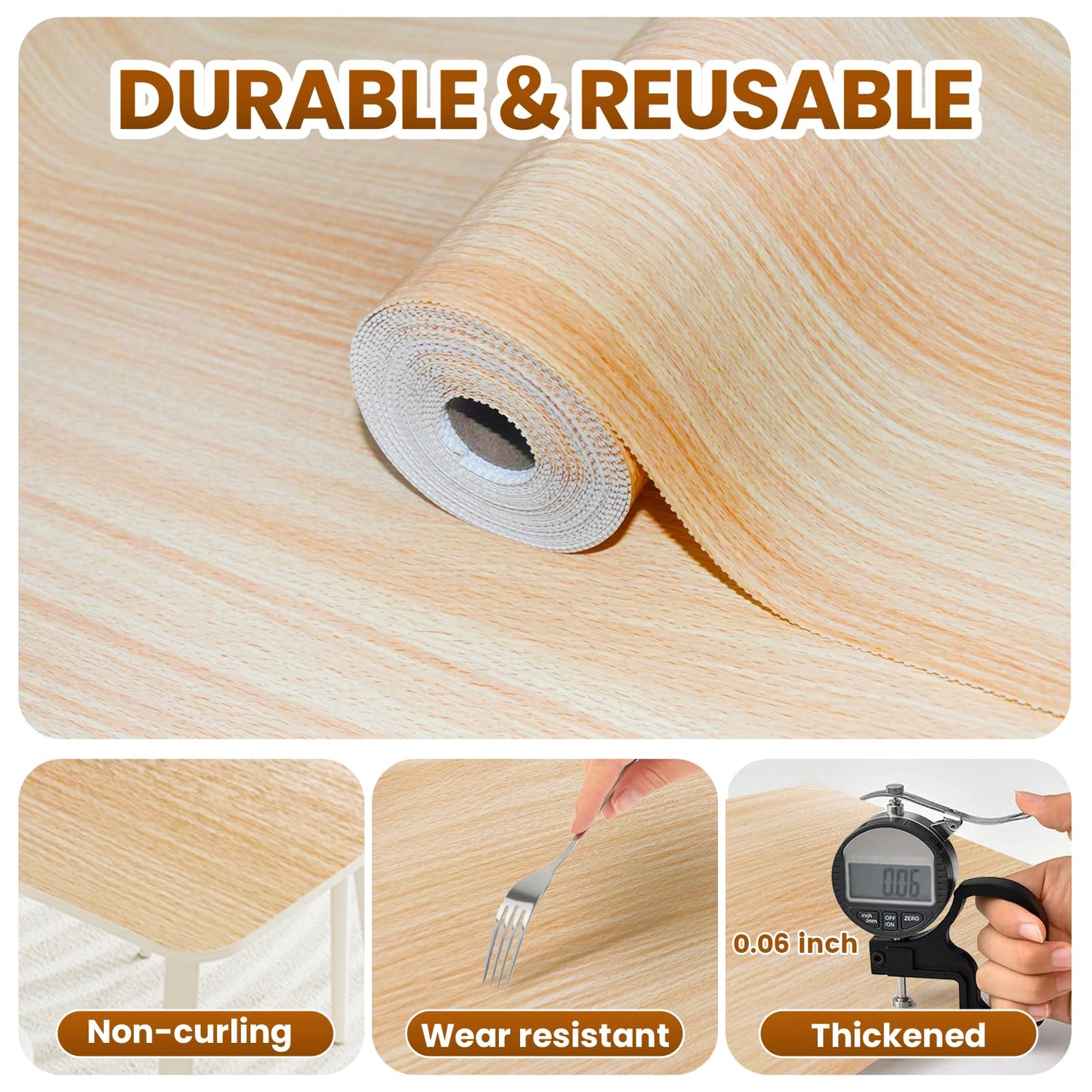 Drawer Shelf Liner for Kitchen Cabinets Non-Adhesive, Non Slip Shelf Paper Waterproof Thickened Cabinet Liners for Shelves, Strong Grip Mats for Cupboard, Dresser, Pantry, Beige, 17.5 in x 30 FT