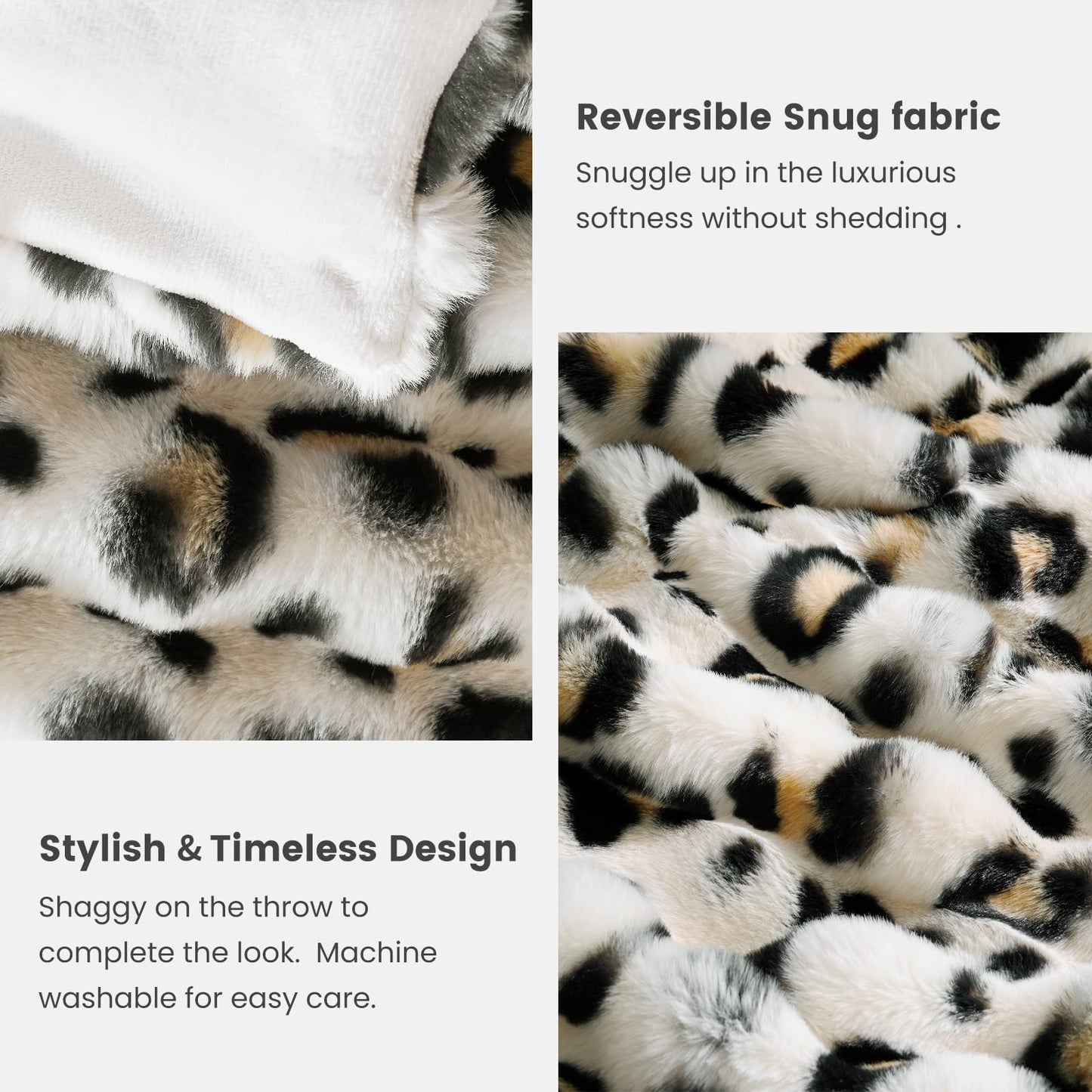 Cozy Bliss Leopard Print Faux Fur Throw Blanket for Couch, Fuzzy Soft Plush Thick Bubble Cheetah Blanket for Sofa Bedroom Living Room, 50x60 Inches