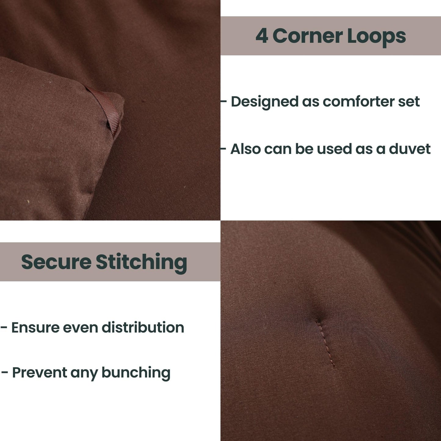 Paxrac Brown Oversized Queen Comforter Set 98x98In, 3 Pieces Comforter Set, Lightweight Solid Bedding Set, All Seasons Soft Fluffy Bed Set (1 Comforter & 2 Pillowcases)