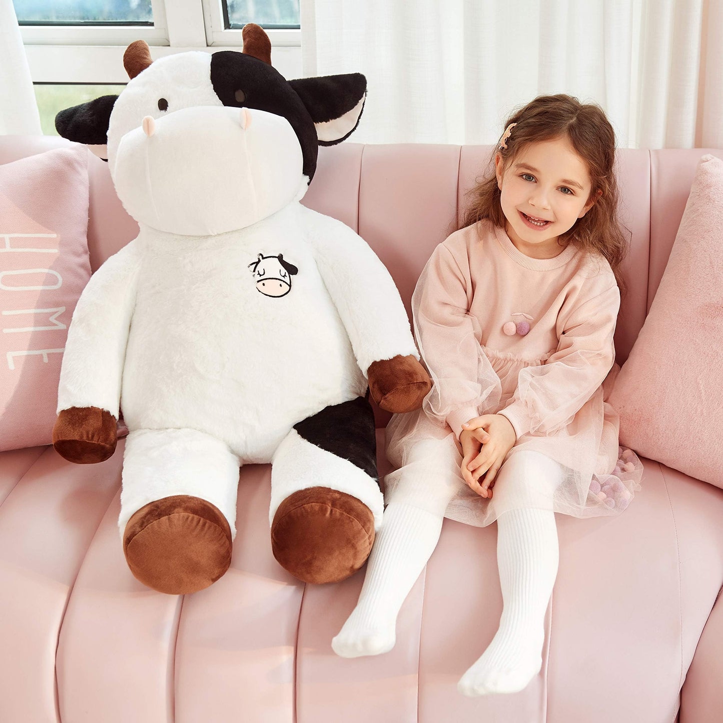 IKASA Giant Cow Stuffed Animal Jumbo Plush Toy (White, 30 inches)