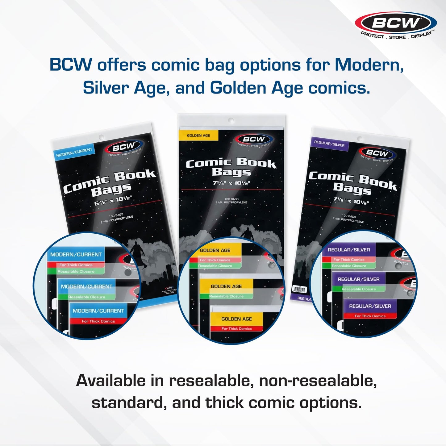 BCW Current Comic Bags (400 Pack) – Acid-Free BCW Comic Book Bags for Modern Comics | Crystal Clear Comic Book Sleeve Protection | 6 7/8 x 10 1/2