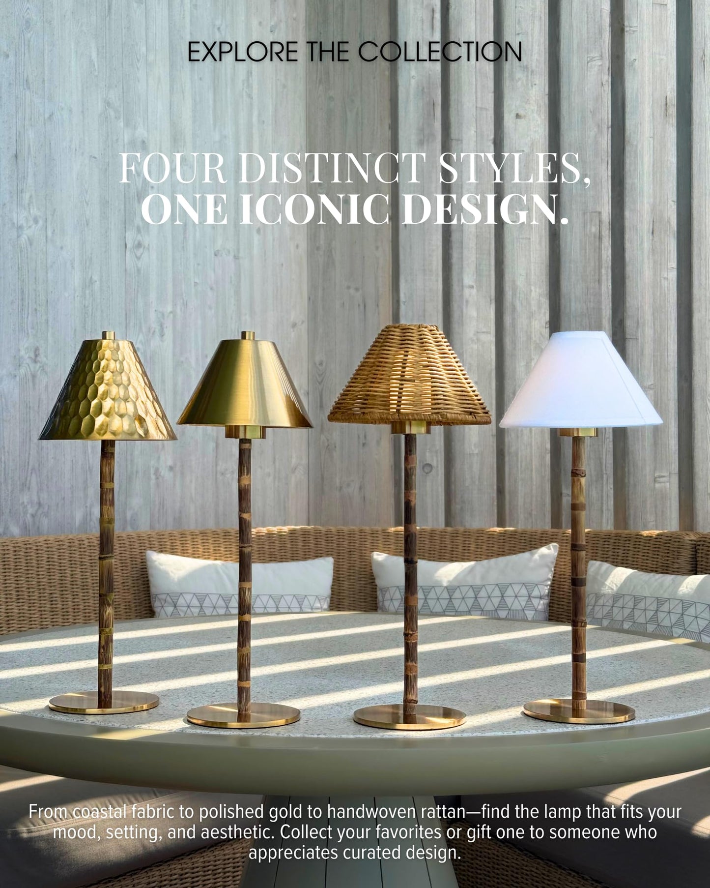 LUXELYKOS Bamboo Cordless LED Table Lamp – Rechargeable 24-Hour Battery, Dimmable Warm Light, 15" Portable Wireless Lamp with Remote for Indoor/Outdoor Use, Home, Patio, Restaurant – Textured Gold