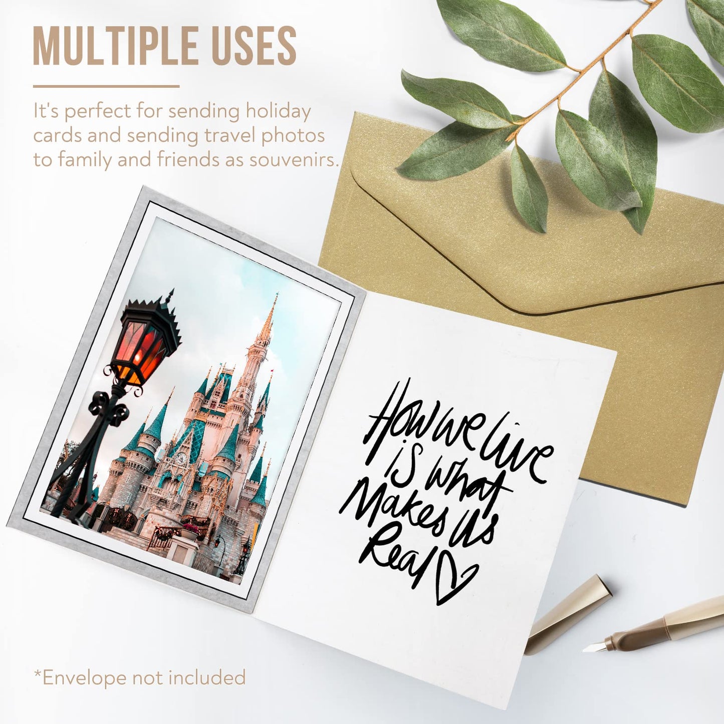 Golden State Art, Pack of 100, 5x7 Photo Folders, Cardboard Picture Frame, Paper Photo Frame Cards, Greetings/Invitation Cards, Special Events: Graduation, Christmas, Wedding (Grey)