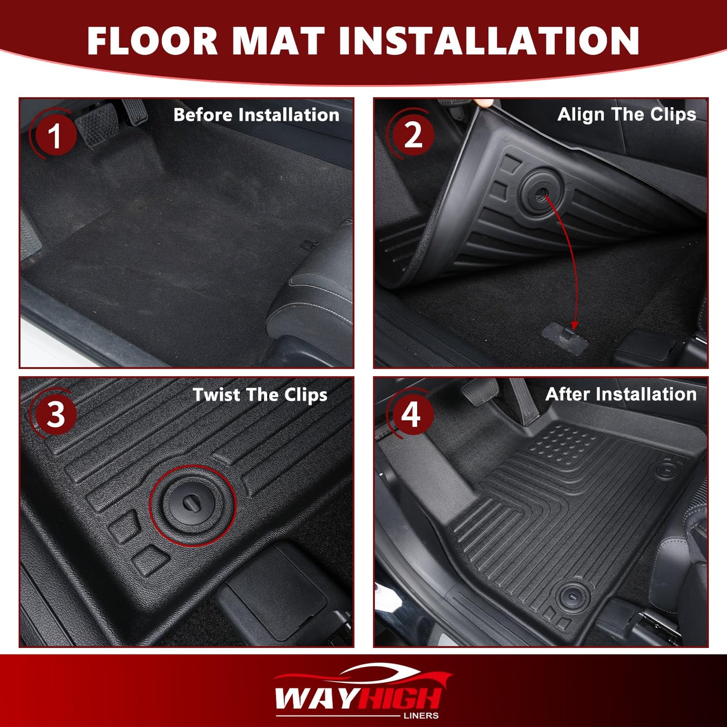 Wayhigh® Floor Mats & Cargo Liner Custom for Buick Envision 2021-2026 All Weather Protection TPE Floor Liners Front & Rear Row Full Set Envision Accessories Black