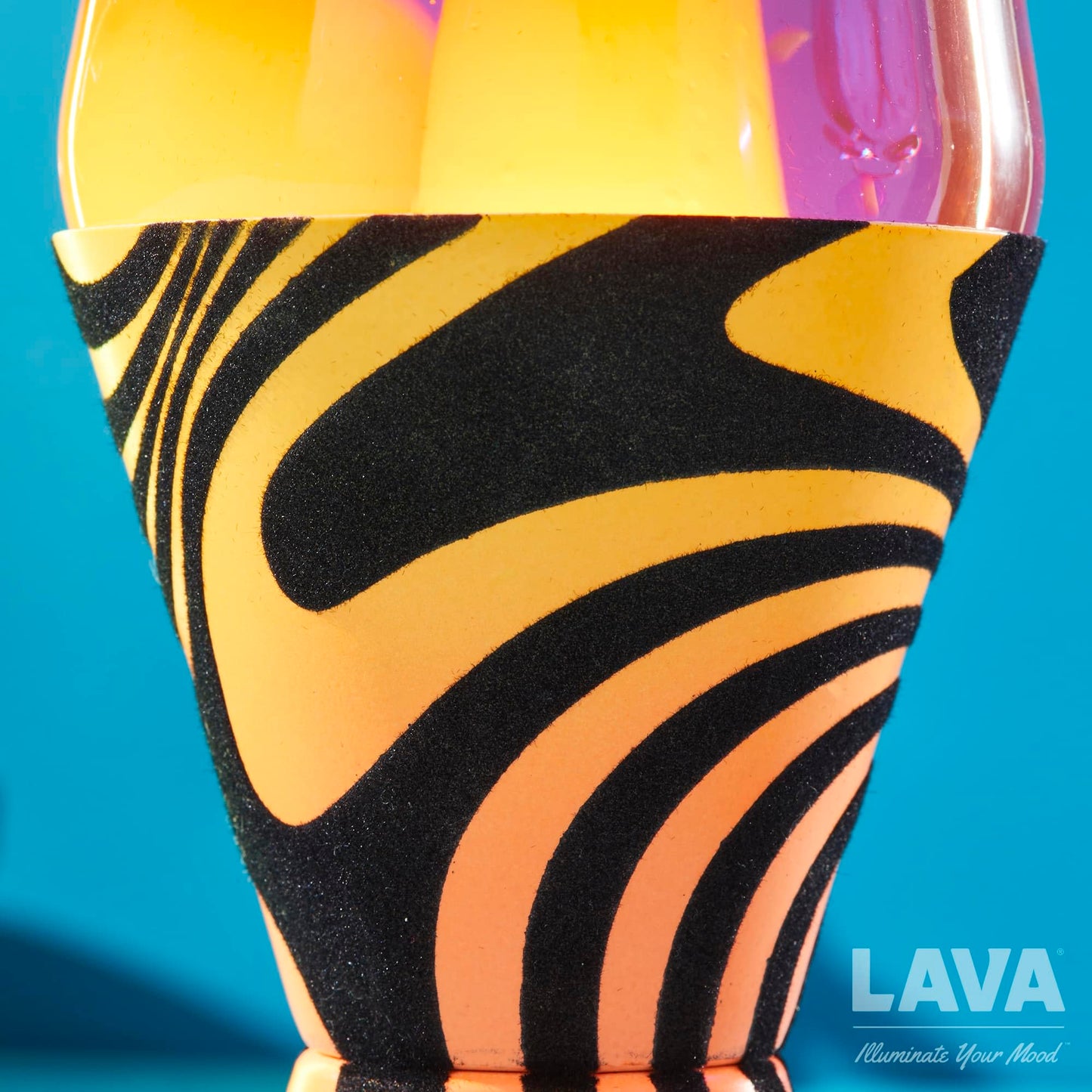 Lava® Lamp - 14.5'' Groovy Gradient Flocked Base - The Original Motion Light - Yellow Wax and Purple Liquid - Item #2015