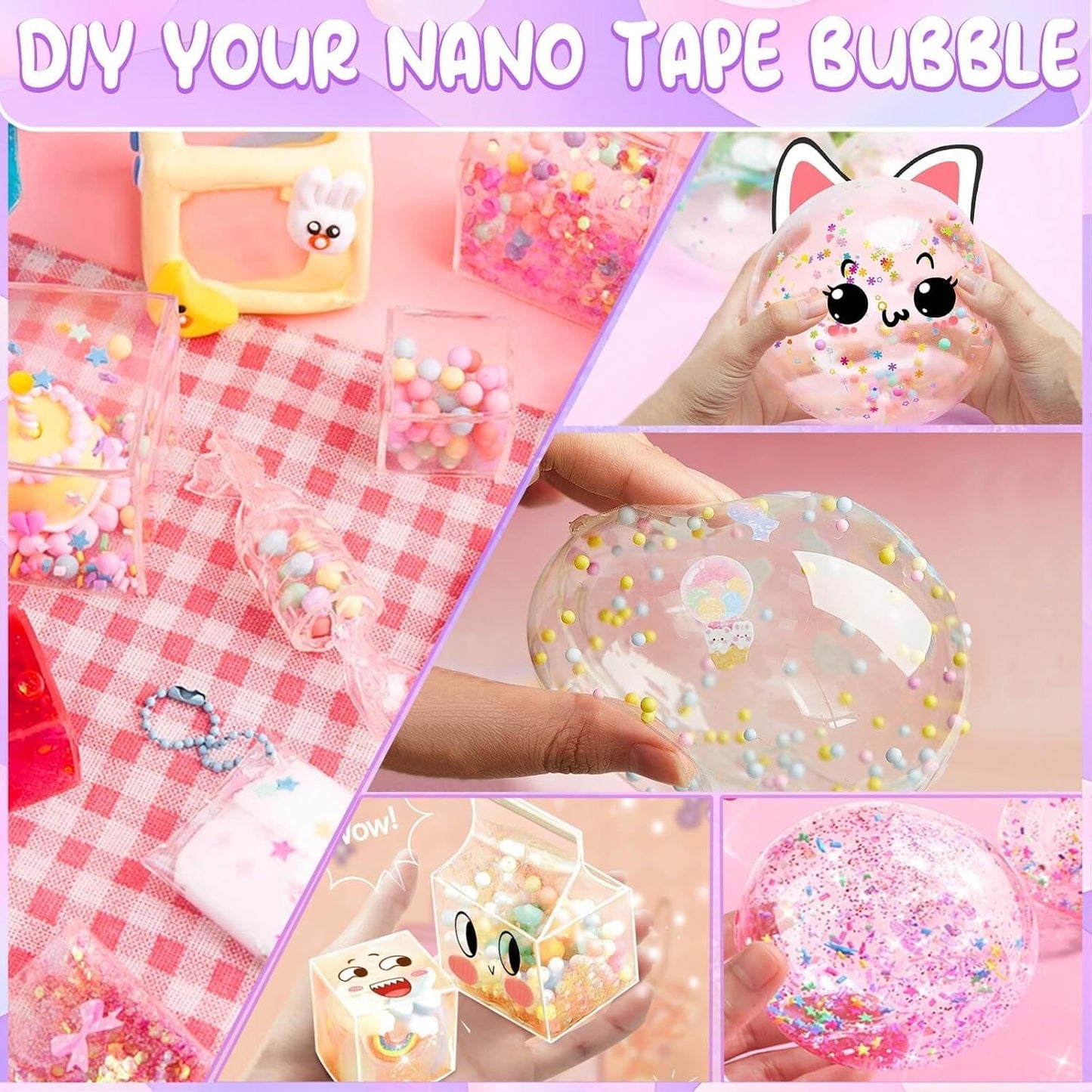 Jimcii Nano Tape Bubble Kit with Purple Box, Squishy Making Maker Kit, Nano Tape Bubbles