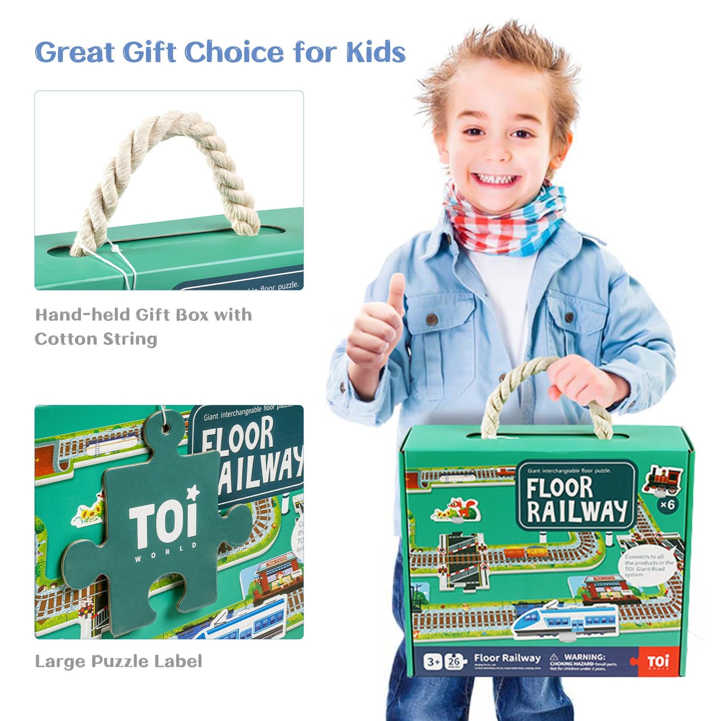 TOI Gaint Floor Puzzle for Kids Ages 3 and Up, 2x3 Feet City Floor Puzzles for Toddlers 3-5, Extra Large Preschool Learning Jigsaw Puzzles for Boys and Girls