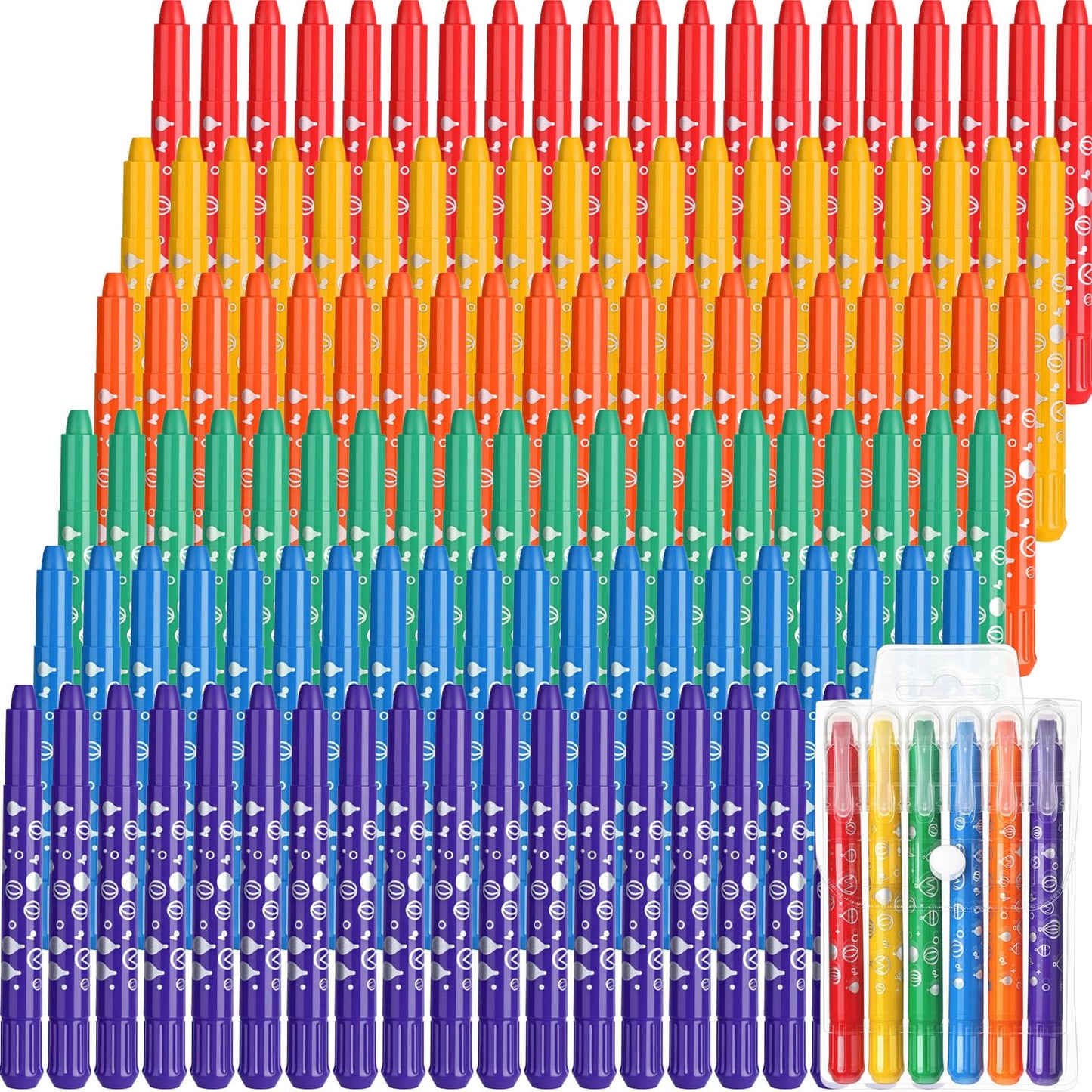 Lewtemi 120 Pcs Gel Crayons 6 Watercolor Rainbow Crayons Twistable Art Drawing Painting Supplies for Paper, Glass, Mirrors and Windows