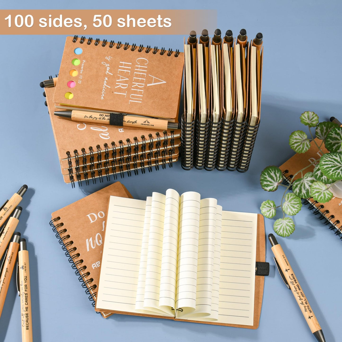 INSADA Christian Prayer Journal Bulk Spiral Notebook with Sticky Notes Small Notepad, 4.13”x 5.43”,for Friends Family religious inspirational Gifts (60 sets)