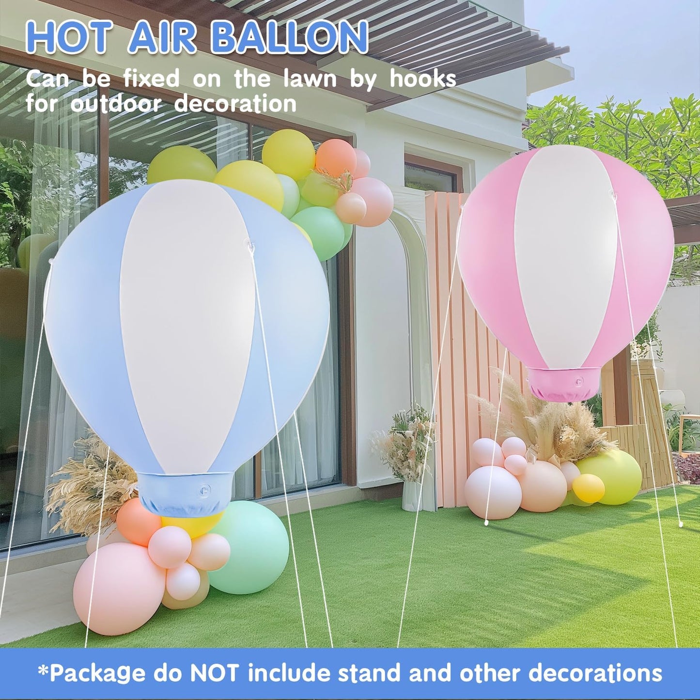 Toggloo 5FT Inflatable Hot Air Balloon Decorations, Hanging Hot Air Balloon for Boys Baby Birthday Party Wedding Exhibitions, Air Pump Inclued, Blue