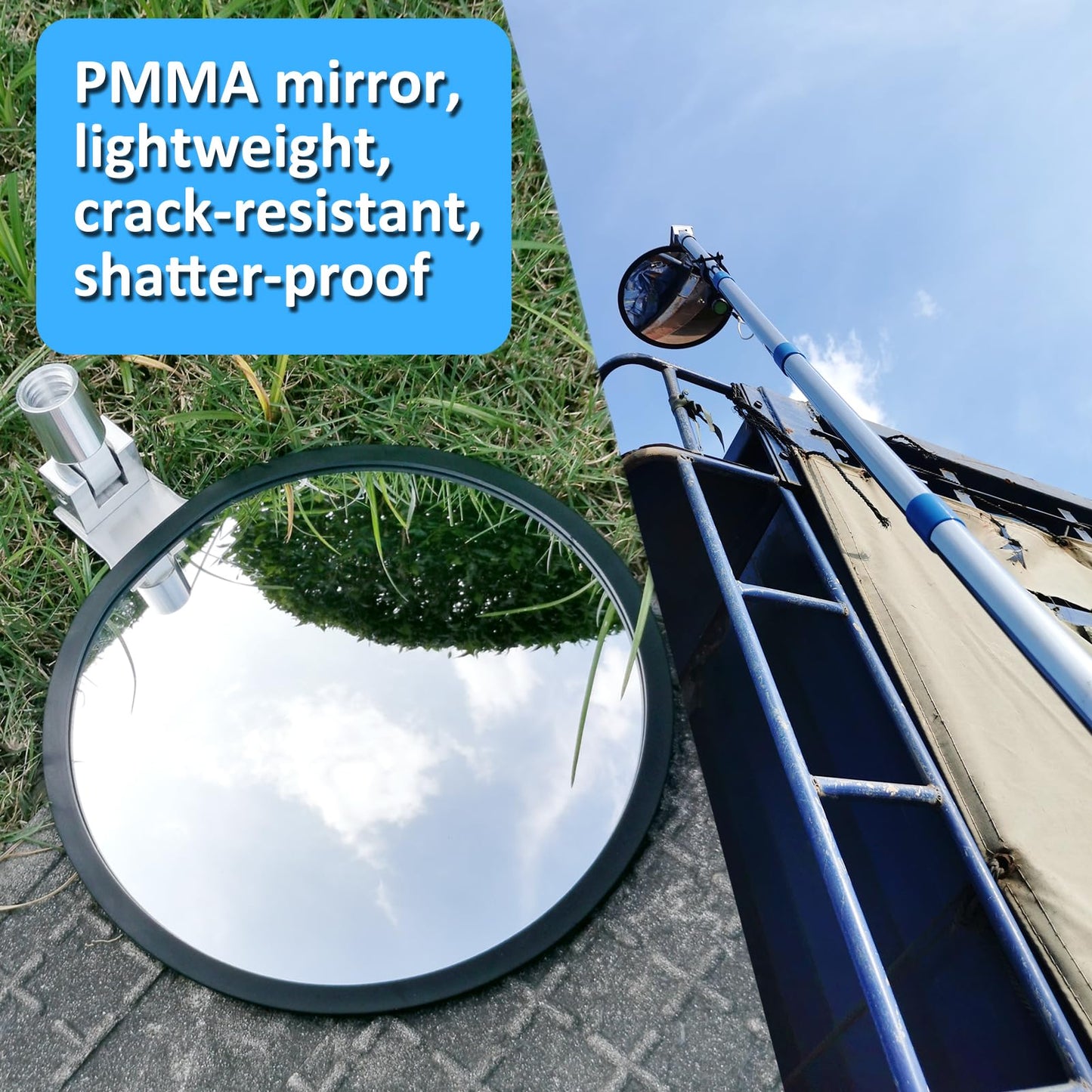 Global Care Market Under Vehicle Inspection Mirrors – Telescoping Search Mirror on a Long Stick for Security Check Under Cars, Truck, Equipment, Over Shelves and Gutters