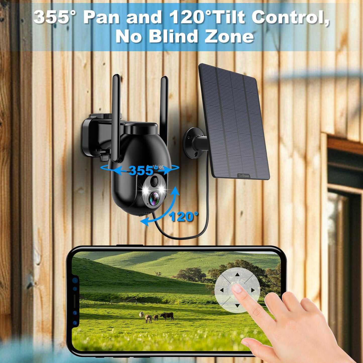 4G LTE Cellular Security Camera, Solar Security Cameras Wireless Outdoor with Built in SIM Card, No WiFi Security Camera Featuring 3MP 2K HD, PIR Motion Detection, Color Night Vision, 2-Way Talk