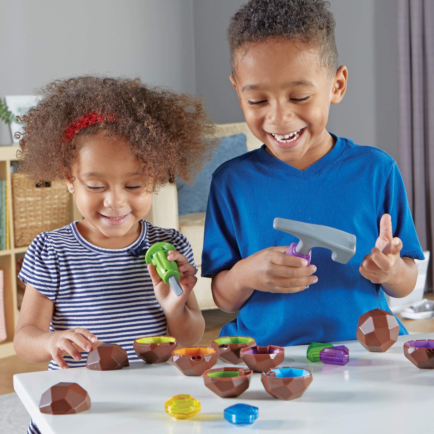 Learning Resources Rockin' Gem Surprise, Sorting, Matching, Counting Skills and Early STEM, 19 Pieces, Ages 3+