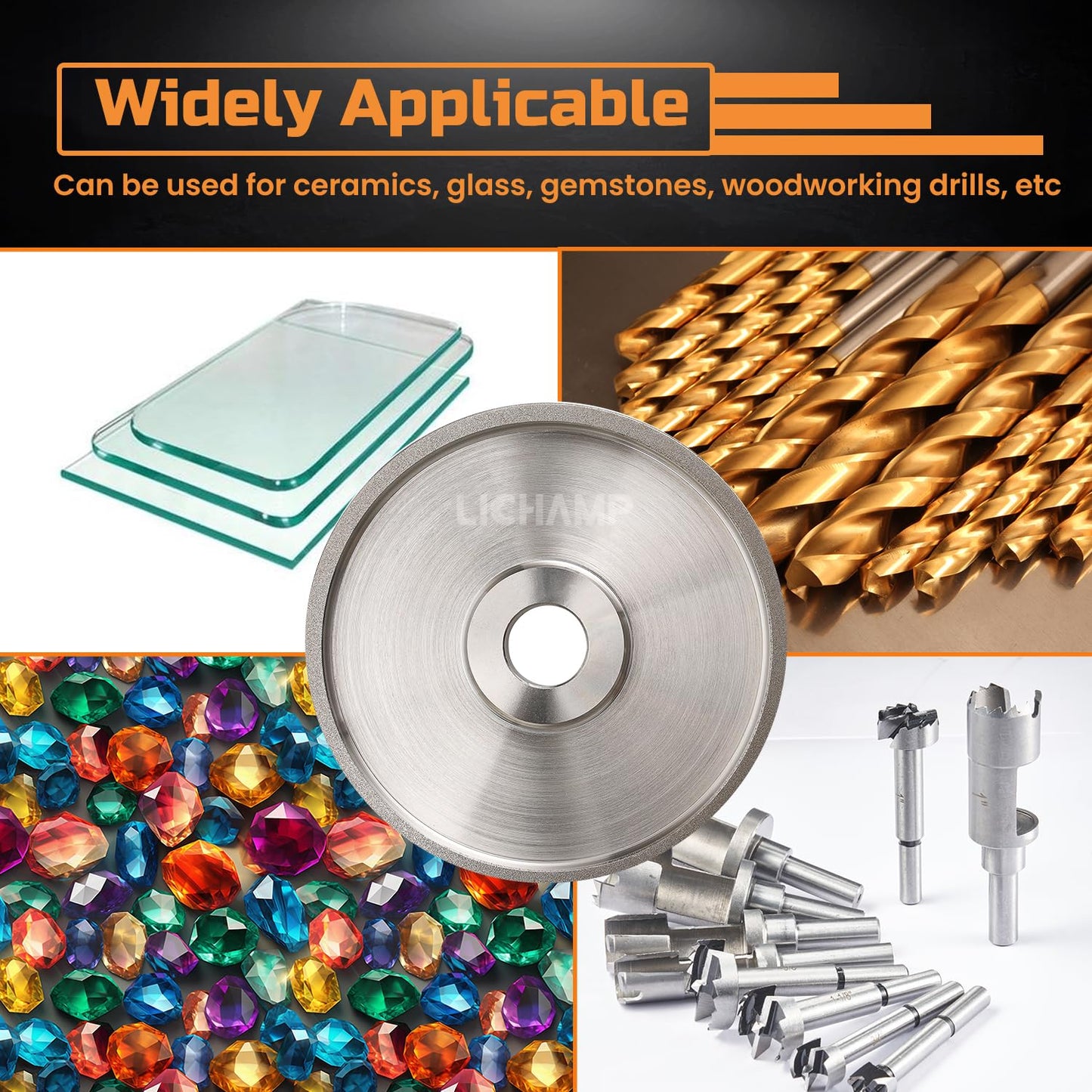 Lichamp 6" CBN Grinding Wheel, 6" x 1" Wide x 1" Arbor, 180 Grit, Steel CBN Wheel for Sharpening High Speed Steel Tools Woodturning Tools