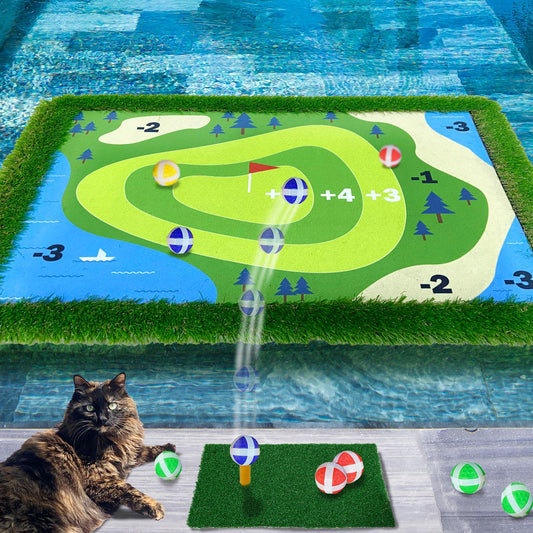 Cupohus Floating Golf Green for Pool, Golf Chipping Game Set- Chipping Mat, 20 Colored Balls, and Scorecard, Adult Fun Pool Golf Games Gift, Support Competition for 4 Golfers(35"x 24", Simple Model)