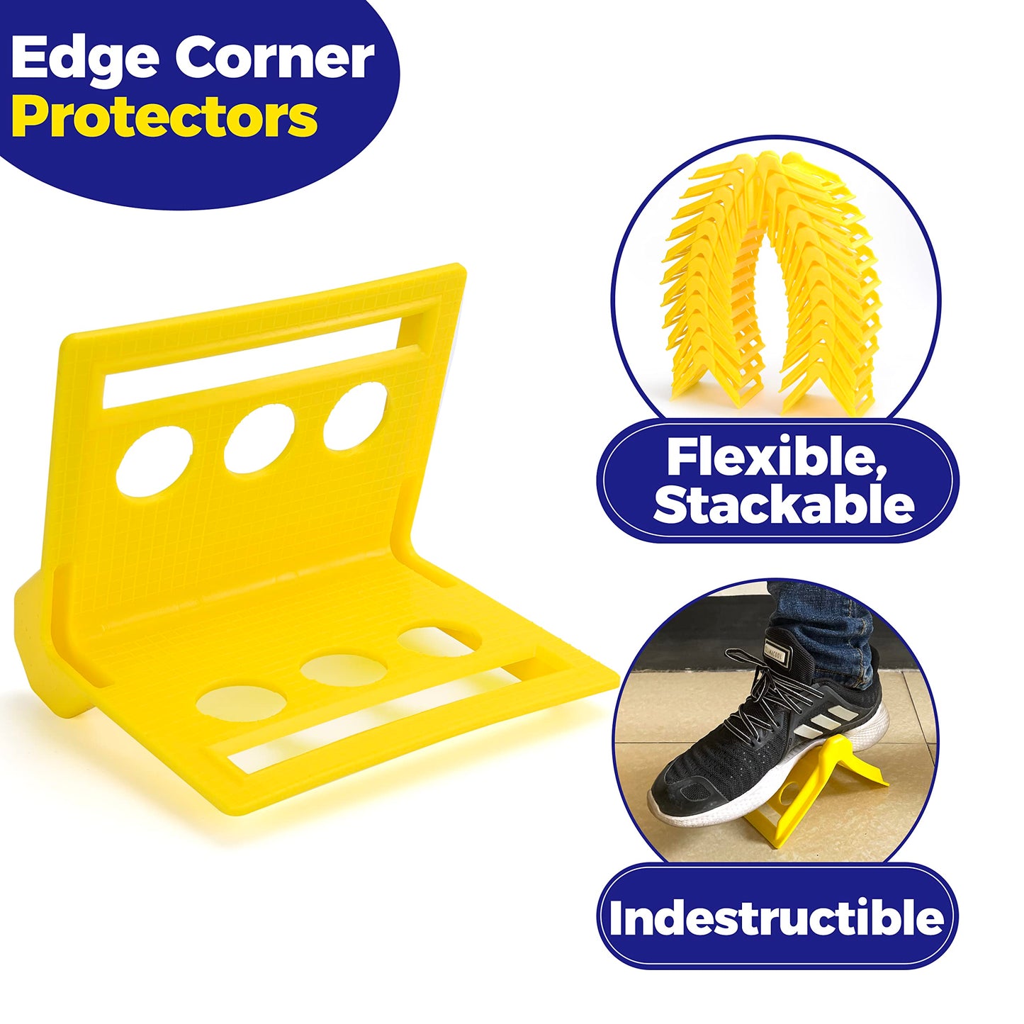 24 Pack Edge Corner Protector With Carrying Case for Flatbed Cargo Load Truck Shipping - 4'' x 6'' Winch Ratchet Straps Plastic Protectors Yellow