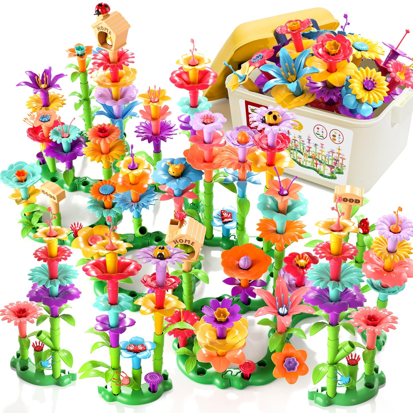 235PCS Flower Garden Building Toys for Girls, Educational Activity Preschool Birthday Gifts for 3 4 5 Year Old Girls, Toddler Building Stem Toys for Kids Toddlers Ages 3-5(235 PCS)
