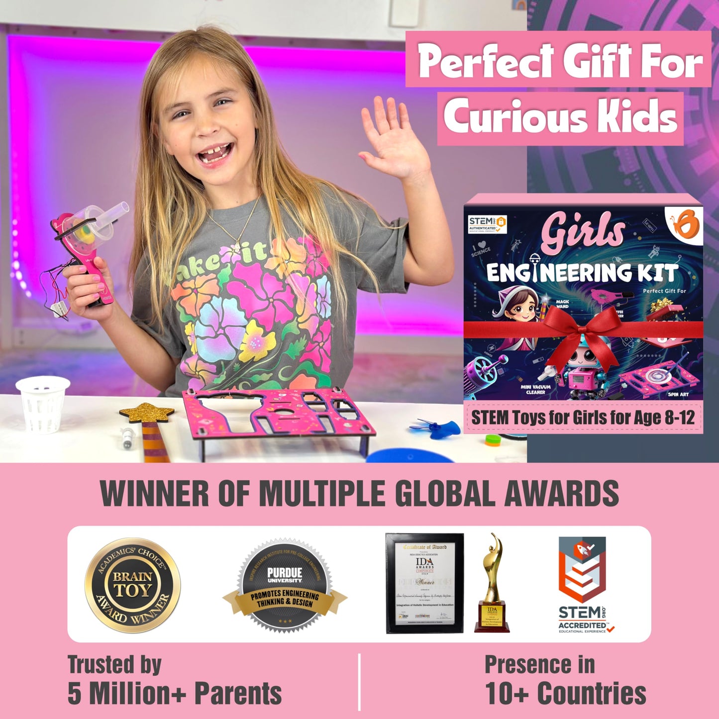 ButterflyEdufields - 100+ STEM Projects | Mini Engineering Kit for Girls Ages 8-10-12-15 | Latest DIY Science Experiments for Kids | Kids Toys