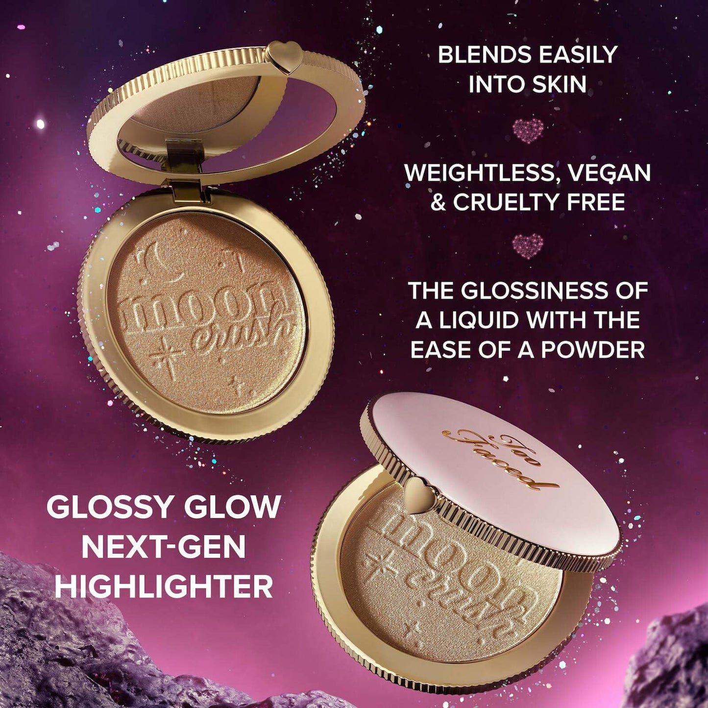Too Faced Moon Crush Highlighter | Blendable, Weightless, Shimmer + Luminous Glow Finish, 0.25 Ounce, Shooting Star