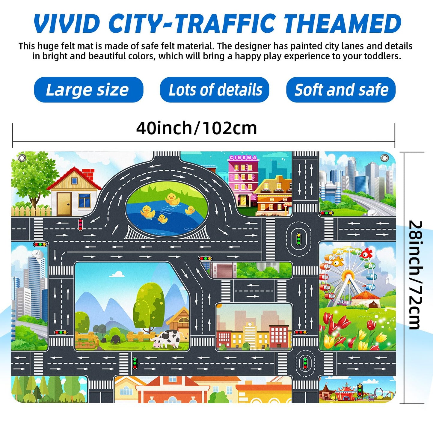 190 PCS Felt Board Story Set for Toddlers with Storage Bag City Traffic Themed 40 X 28 inch Teaching Wall Flannel Board Kit for Preschool Activity Early Learning Interactive Storytelling(Darkgrey)