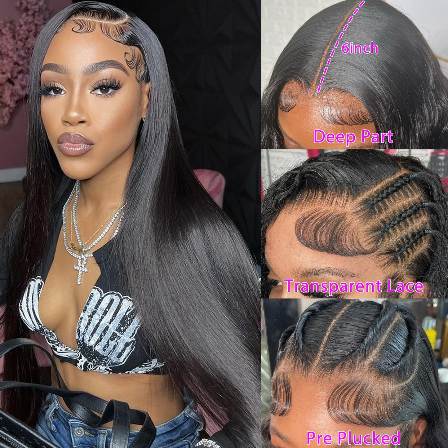 Profairsor 30 Inch Straight HD Lace Front Wigs Human Hair 180% Density Straight Human Hair Wigs for Black Women Glueless Wigs 13x6 Straight Lace Front Wigs Human Hair Pre Plucked HD Lace Frontal Wig