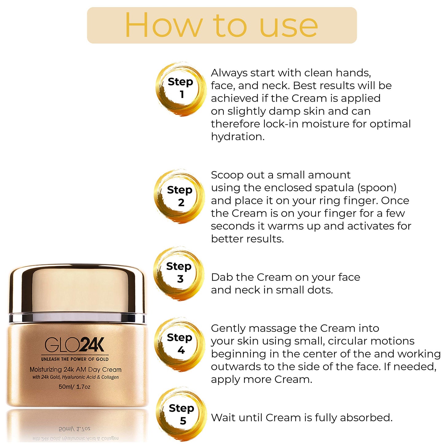 GLO24K Moisturizing 24k Gold Day and Night Creams for an Optimal AM-PM Hydration Level. A High-Performing Hydration Boost Combo enriched with Hyaluronic Acid, Collagen, Retinol, and Vitamins.
