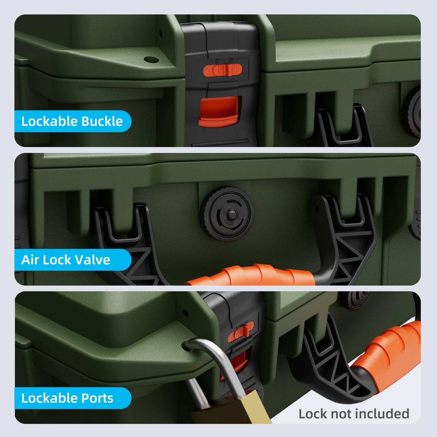 EAZUSE Starlink Mini Case, Hard Waterproof Travel Case for Mini Starlink with Molded Foam for Mini Accessories, Lockable Storage Bag Green