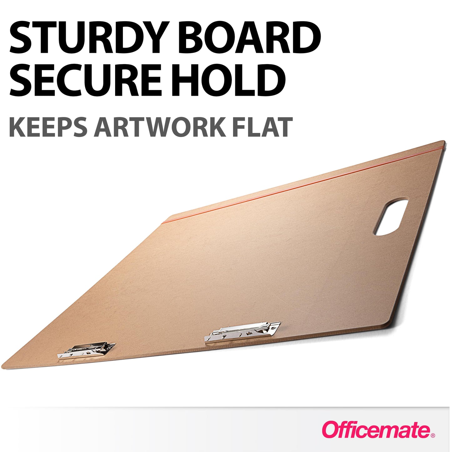 Officemate Artist Sketch Board with Handle, Portable Drawing Board, Tempered Hardboard Surface with Dual Clips & Rubber Band, Art Board for Studio, Classroom & Field Use, 23″ x 26″ (83099)