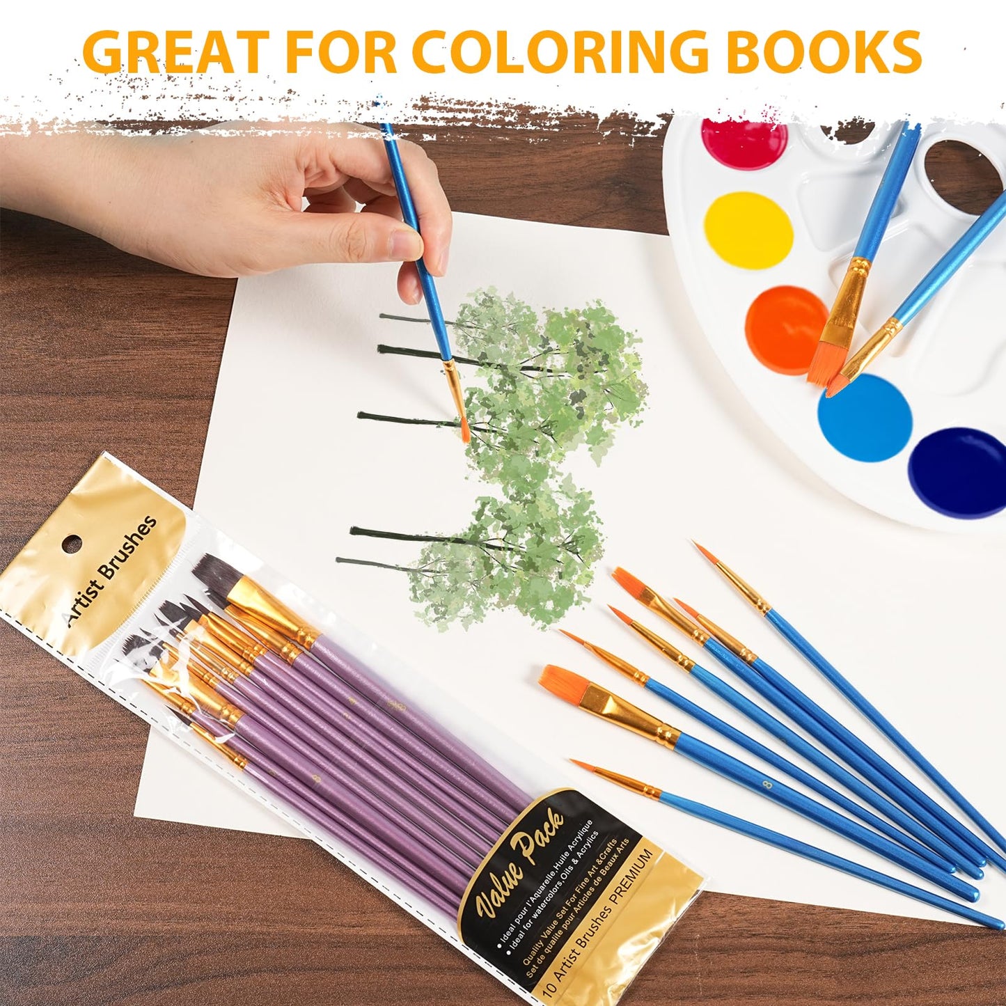 S & E TEACHER'S EDITION 330 Pcs Paint Brush Set, 300 Pcs Paint Brushes, 30 Pcs Palettes for Kids/Adults to Create Art Painting